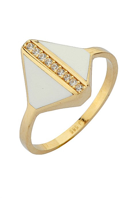 Solid Gold Enameled Design Ring | 14K (585) | 2.31 gr