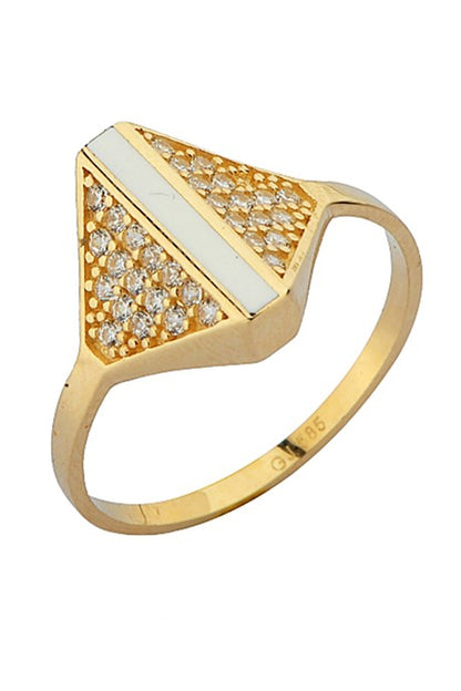 Solid Gold Enameled Design Ring | 14K (585) | 2.00 gr