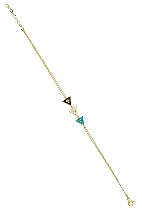 Solid Gold Enamel Triangle Bracelet | 14K (585) | 1.58 gr