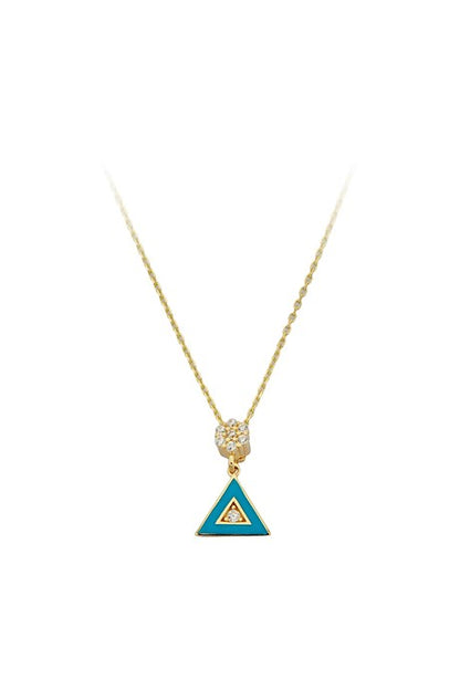 Solid Gold Enamel Triangle Necklace | 14K (585) | 1.90 gr