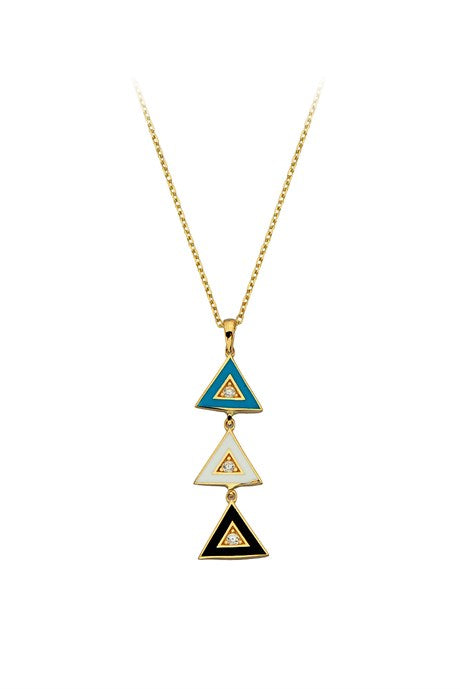 Collier triangle émail or massif | 14K (585) | 2,24 grammes