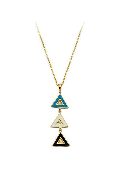 Collier triangle émail or massif | 14K (585) | 2,24 grammes