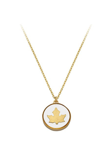 Collar de hoja de esmalte de oro macizo | 14K (585) | 1,94 gramos