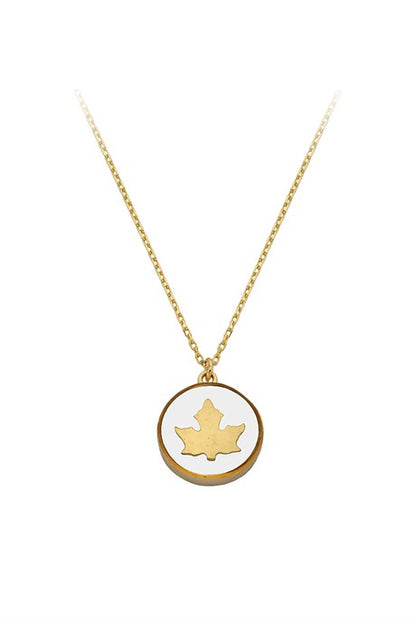 Collar de hoja de esmalte de oro macizo | 14K (585) | 1,94 gramos