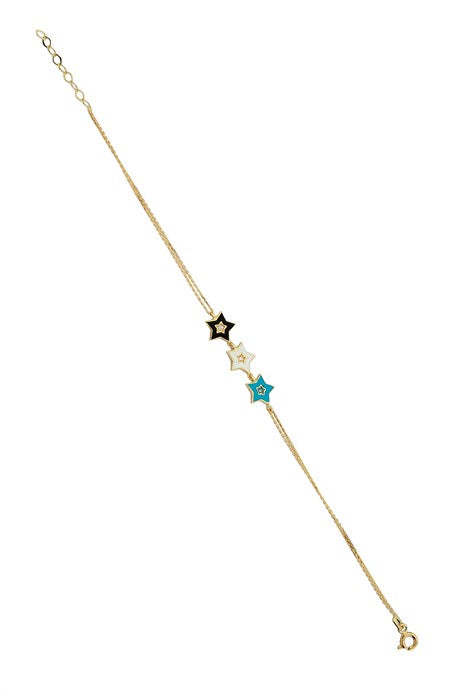 Bracelet étoile en émail d'or massif | 14K (585) | 1,88 grammes