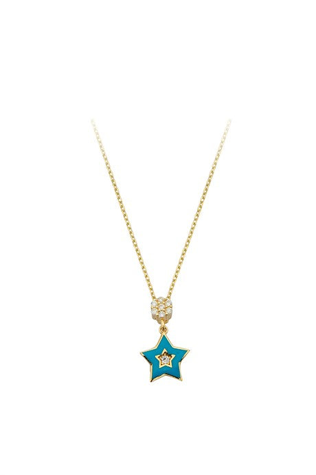 Collar de estrella de esmalte de oro macizo | 14K (585) | 1,98 gramos