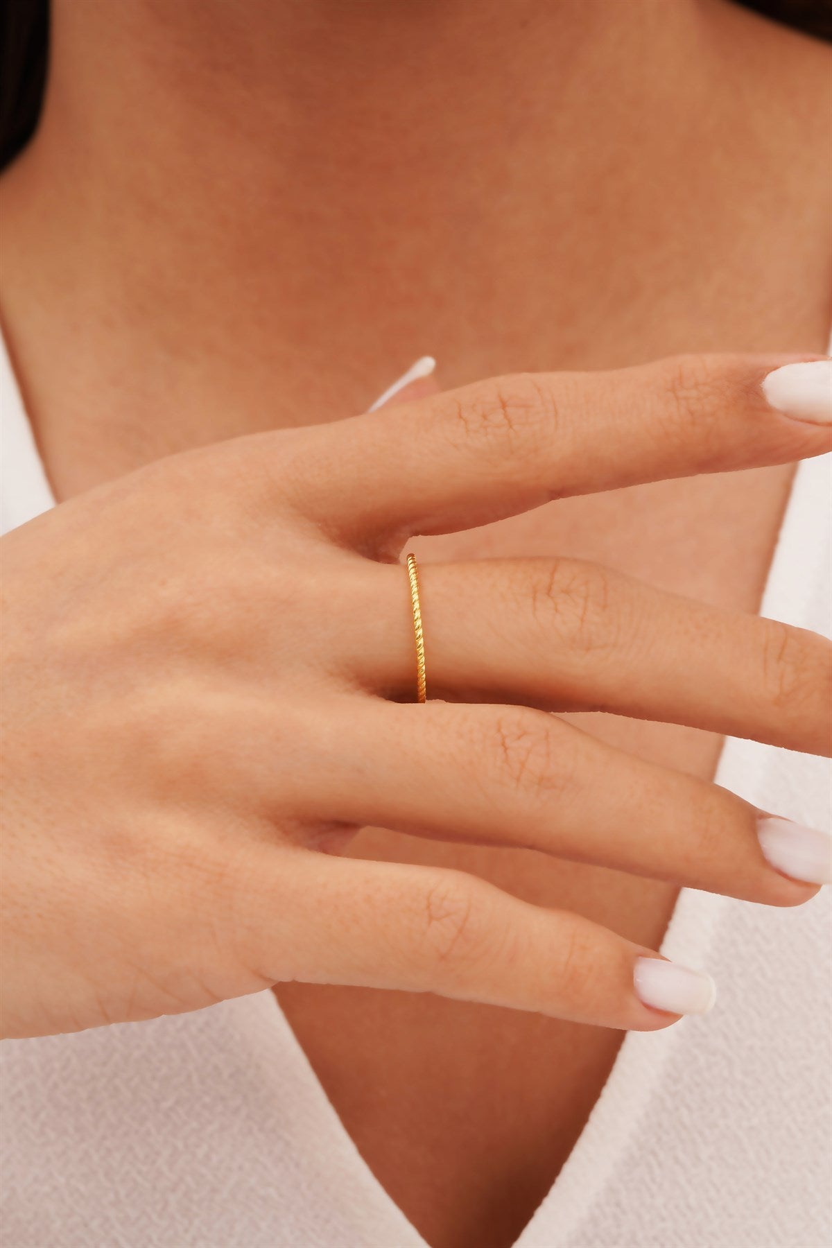 Solid Gold Minimal Spiral Ring