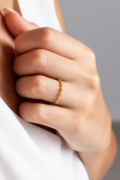 Solid Gold Minimal Gemstone Ring