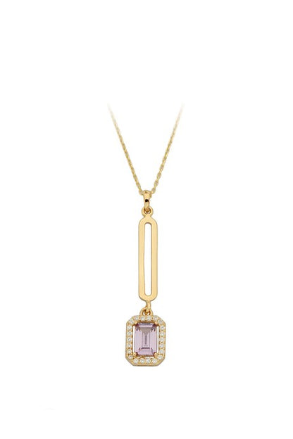 Collier de pierres précieuses Baguette violette en or massif | 14K (585) | 2,28 grammes