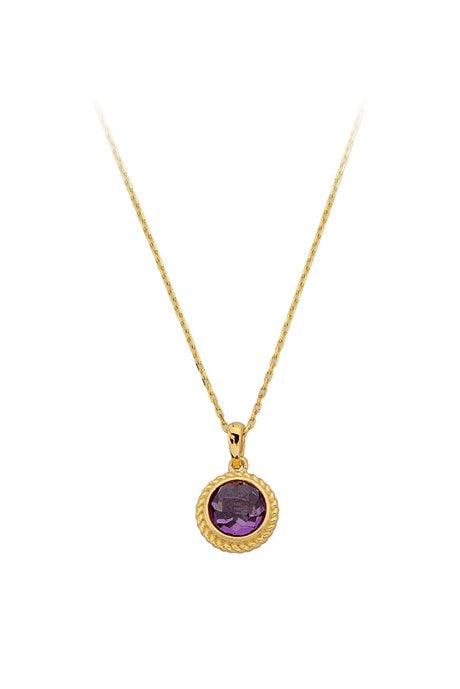 Solid Gold Purple Gemstone Necklace | 14K (585) | 1.82 gr