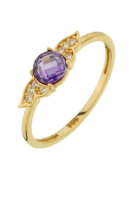 Anneau d'aile d'ange de pierres précieuses violettes en or massif | 14K (585) | 1,40 gr