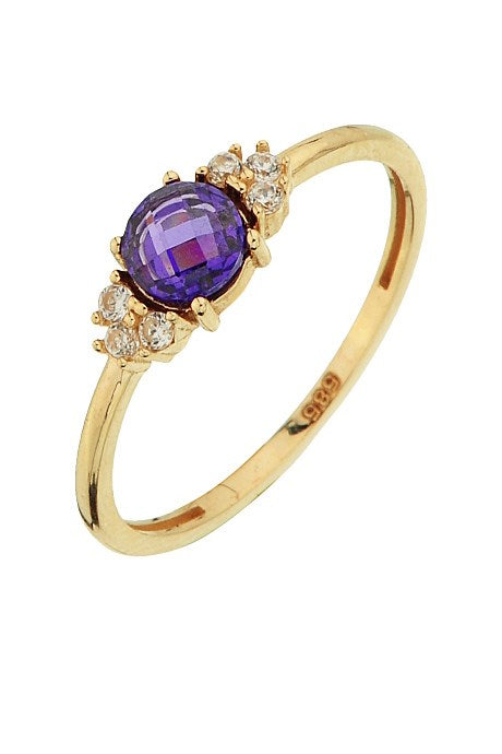 Solid Gold Purple Gemstone Design Ring | 14K (585) | 1.46 gr