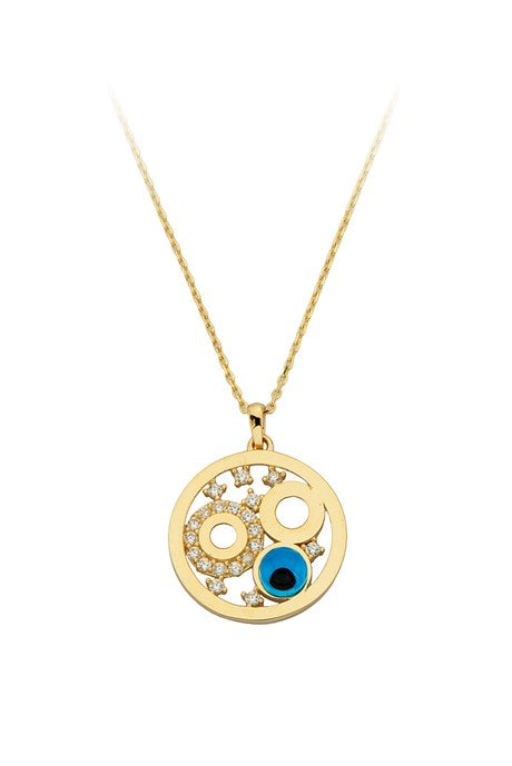 Solid Gold Motif Circle Necklace | 14K (585) | 2.66 gr