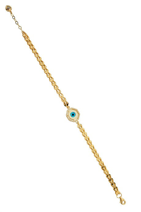 Solid Gold Evil Eye Bead Bracelet | 14K (585) | 5.32 gr