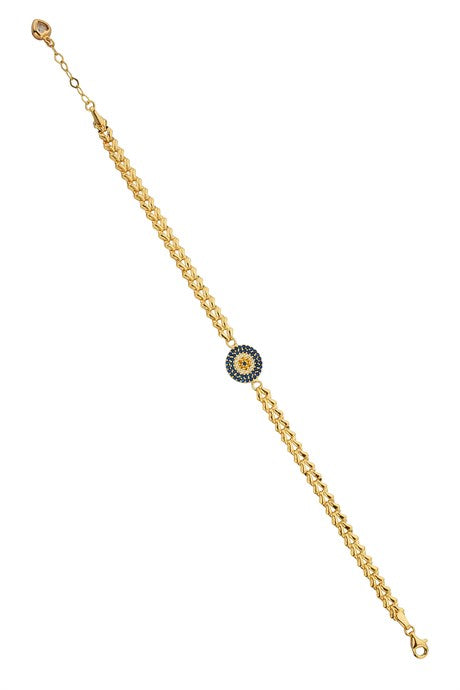 Pulsera de oro macizo con cuentas de mal de ojo | 14K (585) | 4,40 gramos