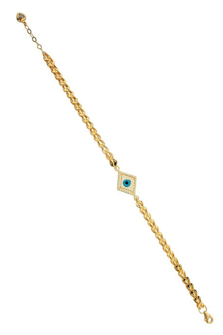 Solid Gold Evil Eye Bead Bracelet | 14K (585) | 5.13 gr