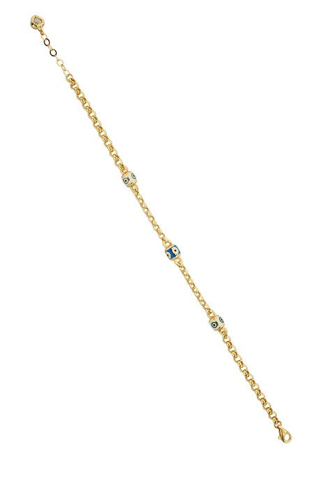 Pulsera de oro macizo con cuentas de mal de ojo | 14K (585) | 6,63 gramos