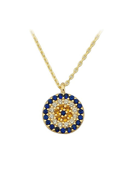 Solid Gold Evil Eye Bead Necklace | 14K (585) | 1.53 gr