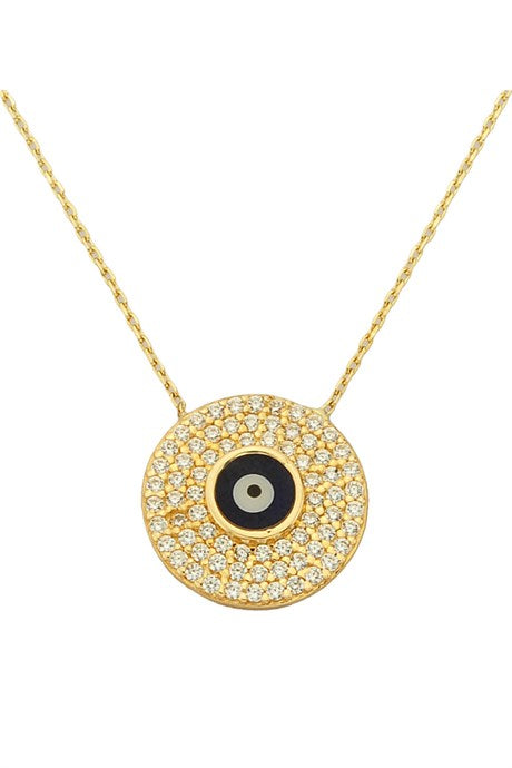 Solid Gold Evil Eye Bead Necklace | 14K (585) | 3.07 gr