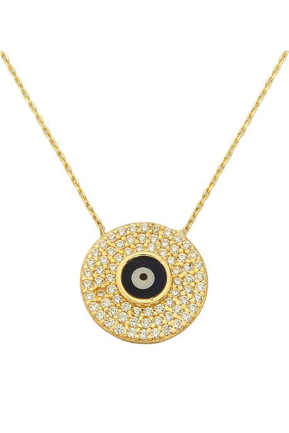 Solid Gold Evil Eye Bead Necklace | 14K (585) | 3.07 gr