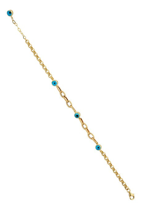 Solid Gold Evil Eye Bracelet | 14K (585) | 3.39 gr