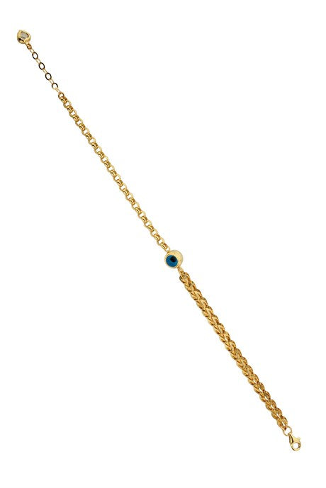 Solid Gold Evil Eye Bracelet | 14K (585) | 4.50 gr