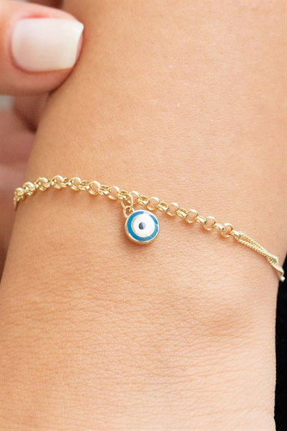 Solid Gold Evil Eye Bracelet | 14K (585) | 2.63 gr