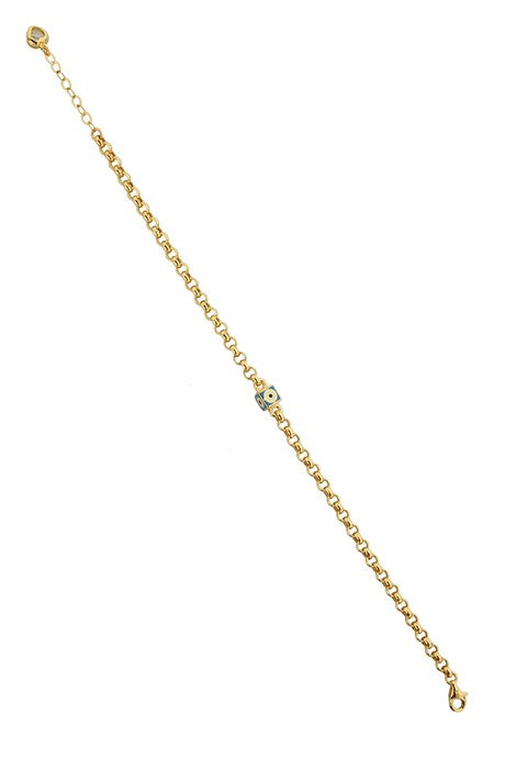 Solid Gold Enamel Evil Eye Bracelet | 14K (585) | 4.27 gr