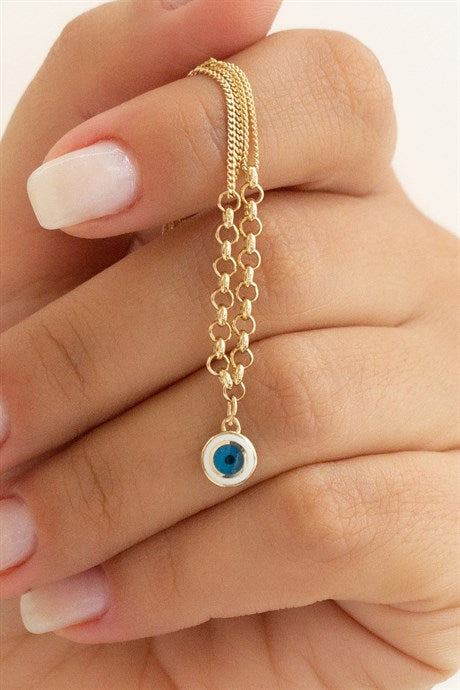 Solid Gold Evil Eye Bracelet | 14K (585) | 2.63 gr