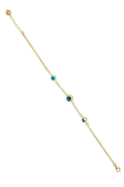 Solid Gold Evil Eye Bracelet | 14K (585) | 2.82 gr