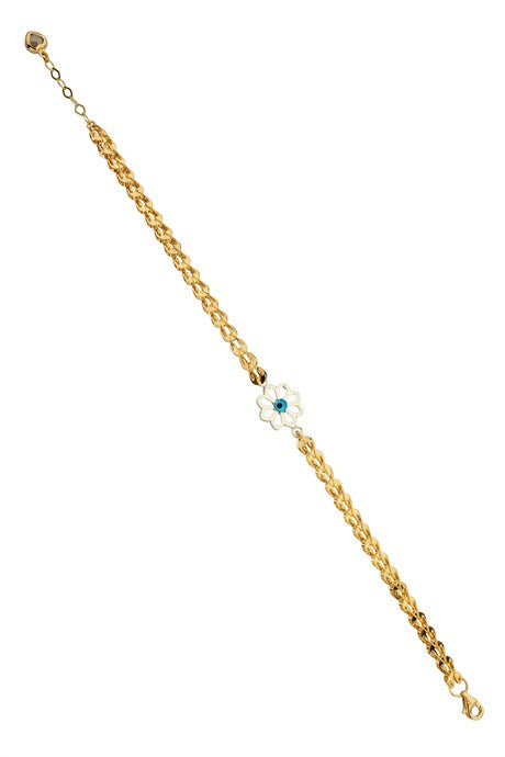 Solid Gold Evil Eye Flower Bracelet | 14K (585) | 5.00 gr