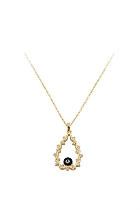 Solid Gold Evil Eye Drop Necklace | 14K (585) | 2.01 gr