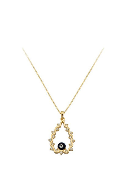 Collar de gota de mal de ojo de oro macizo | 14K (585) | 2,01 gramos