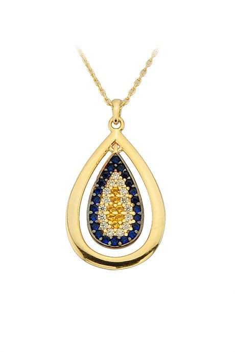 Solid Gold Evil Eye Drop Necklace | 14K (585) | 2.36 gr