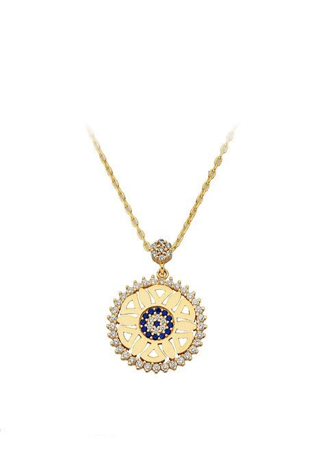 Solid Gold Evil Eye Circle Necklace | 14K (585) | 2.80 gr