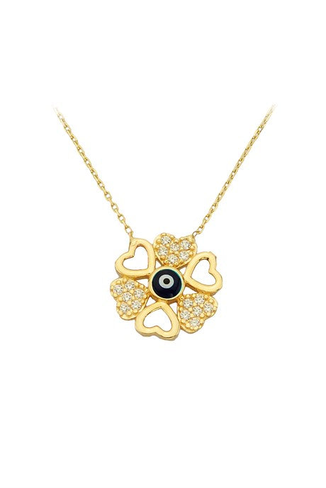 Solid Gold Evil Eye Heart Necklace | 14K (585) | 2.08 gr