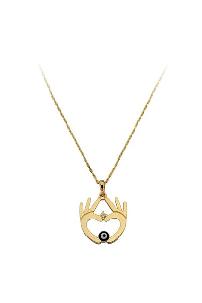 Solid Gold Evil Eye Heart Necklace | 14K (585) | 1.97 gr