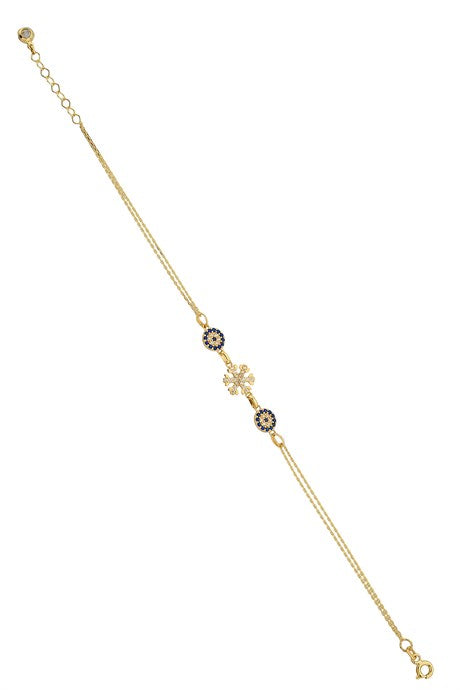 Pulsera de copo de nieve de oro macizo mal de ojo | 14K (585) | 2,32 gramos