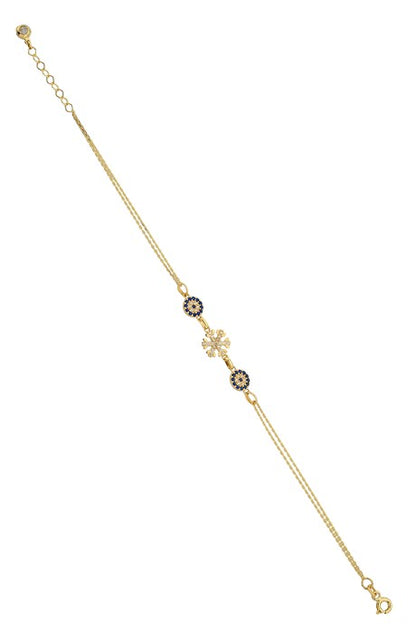 Pulsera de copo de nieve de oro macizo mal de ojo | 14K (585) | 2,32 gramos