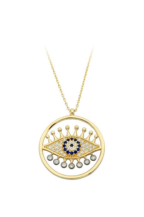 Solid Gold Evil Eye Eyelash Eye Necklace | 14K (585) | 3.51 gr