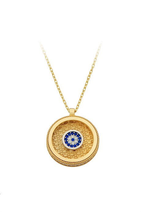 Solid Gold Evil Eye Necklace | 14K (585) | 4.60 gr