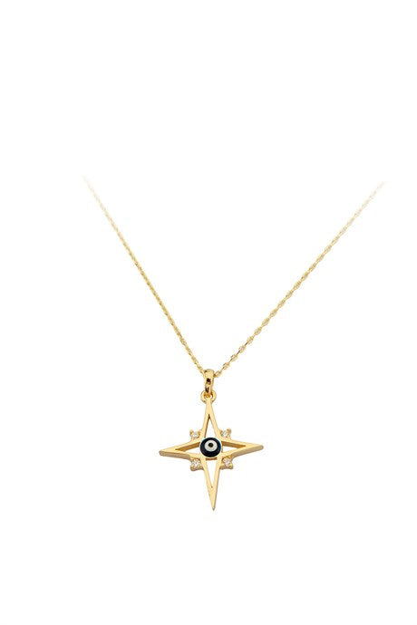 Collar de estrella polar mal de ojo de oro macizo | 14K (585) | 2,03 gramos