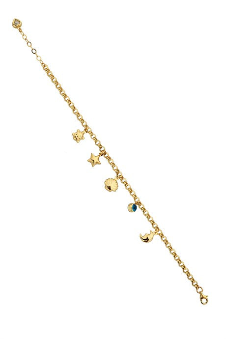 Pulsera de la suerte de oro macizo con mal de ojo | 14K (585) | 4,69 gramos