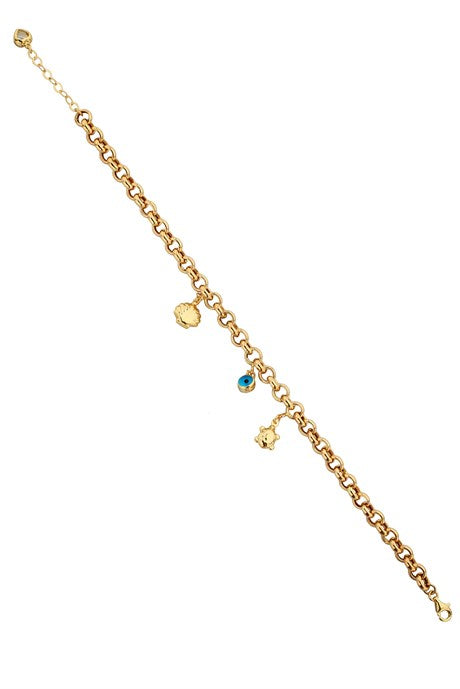 Pulsera de la suerte de oro macizo con mal de ojo | 14K (585) | 6,96 gramos