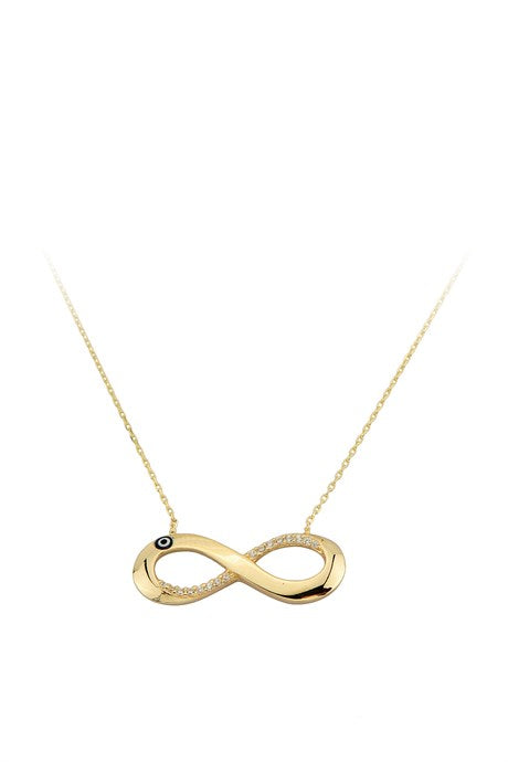 Solid Gold Evil Eye Infinity Necklace | 14K (585) | 2.15 gr