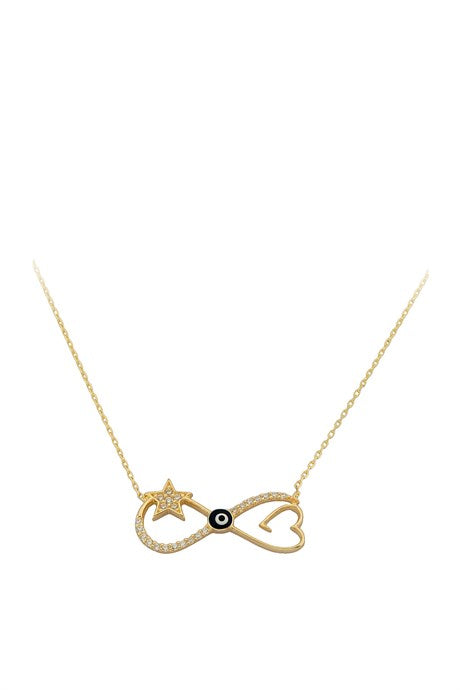 Collar infinito de oro macizo Evil Eye | 14K (585) | 1,77 gramos