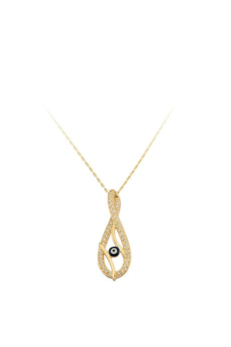 Solid Gold Evil Eye Drop Necklace | 14K (585) | 2.28 gr