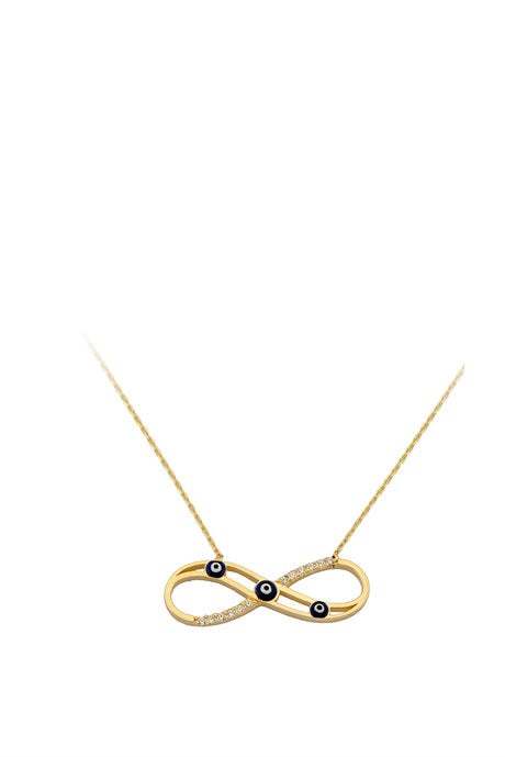 Collar infinito de oro macizo Evil Eye | 14K (585) | 2,10 gramos