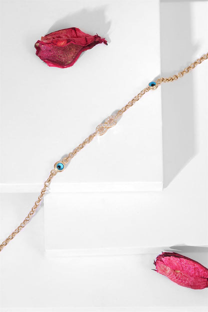 Pulsera infinita de piedras preciosas de mal de ojo de oro macizo