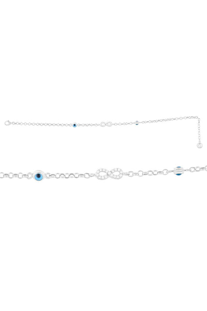 Pulsera infinita de piedras preciosas de mal de ojo de oro macizo